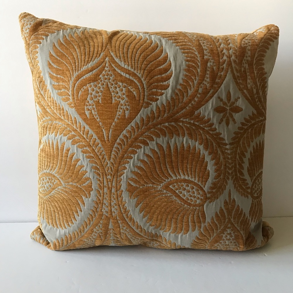 World Market Mustard Velvet Paisley Throw Pillow